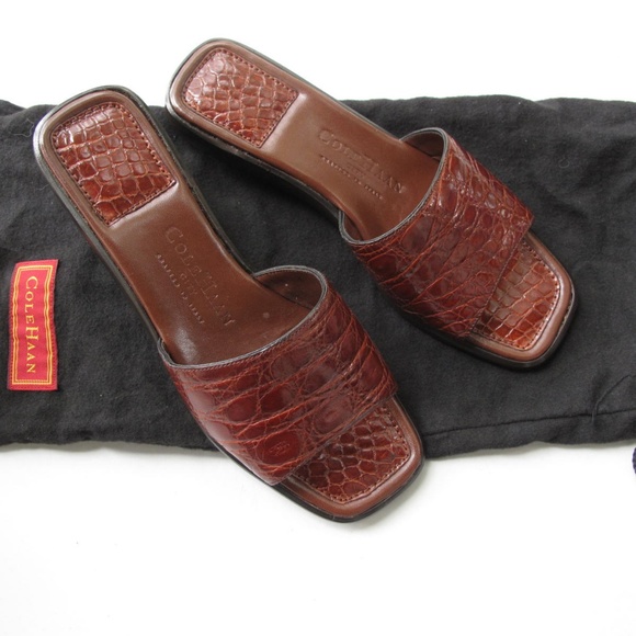 Cole Haan Crocodile Slides with Heel (brown) - Picture 6 of 7